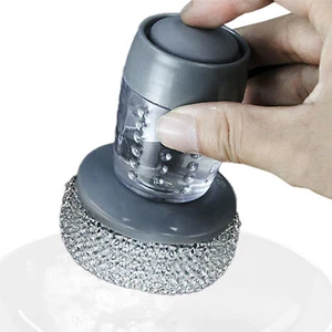 Soap Dispensing Palm Brush Dishwashing Scrub Brush For Dish Pot Pan Sink - Picture 1 of 12