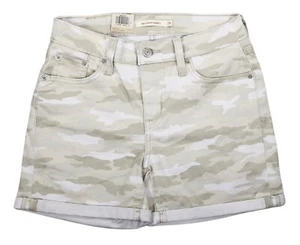 Levi's Camo Print Mid Rise Baileya Root Wash Soft Touch Denim Shorts 26 NWT - Picture 1 of 1