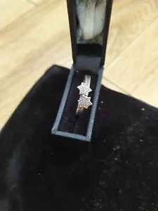 TJC White Diamond And 925 Silver Double Star Ring Q - Picture 1 of 7