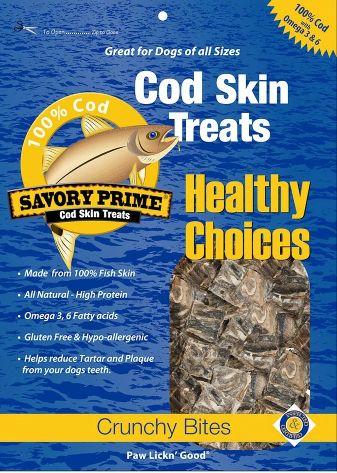 Savory Prime Cod Skin Crunchy Bites Dog Treats 4 oz  - Image 1 of 1