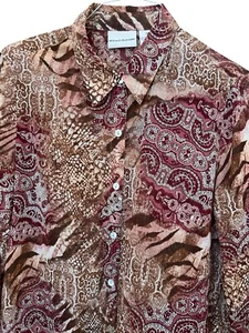 Alfred Dunner 3/4 sleeve semi sheer  button up blouse Attached Front Tank Sz 16 - Picture 1 of 8