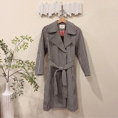 Chaqueta de gabardina a cuadros a cuadros negra blanca J.ING con cinturón nueva con etiquetas para mujer talla XS Foto 1 de 4