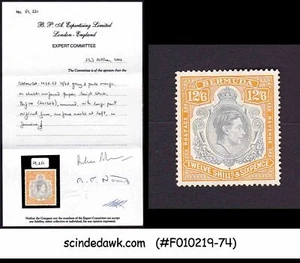 BERMUDA - 1938 12s6d PALE ORANGE ON CHLK SURFACE PAPER SG#120b - 1V MVLH - Picture 1 of 2