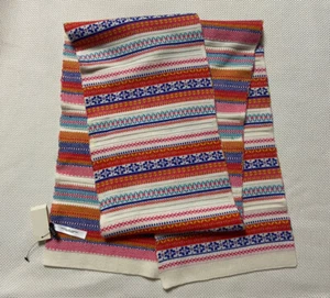 Talbots Scarf White Orange Blue Striped Lambwool Blend New - Picture 1 of 2
