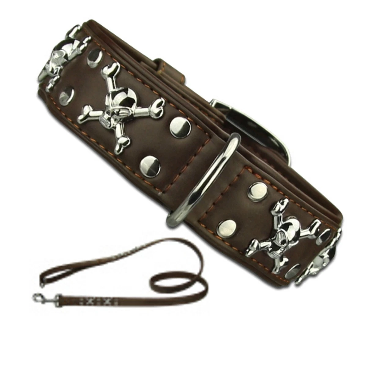 HOOT Hundehalsband Aus Kunstleder – Verstellbar, 5,1 Cm Breit, Mit Nieten, Größe L (53–61 Cm), Schwarz