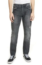 $250 - OVADIA & Sons 003 Straight Taper Jeans in Black Destroyed Size 34