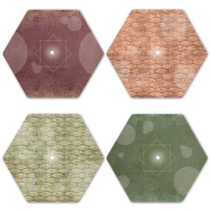Interluxe LED Untersetzer HEXAGON 4er Set - Gold Journey - leuchtende Tischdeko - Bild 1 von 6