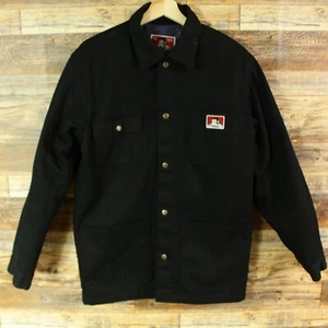 Ben Davis Canvas Work Chore Jacket S Snap Front Blanket Lined Black - Picture 1 of 11