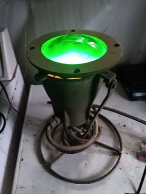 Vintage Brass Formerly Submersible Light Green Shade For Parts Or Not Working - Image 1 of 4