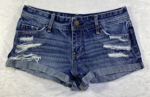 Pantaloncini vintage Y2K Hollister denim donna 1 25 vita bassa margherita dukes mini micro - Foto 1 di 17