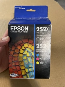Genuine Epson 252XL Black & 252 Color Cyan Magenta Yellow Inks Exp 08/2021 New - Picture 1 of 3