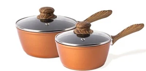 2Pcs Non Stick Saucepan Set – Induction Pot with Lid – By Nuovva - Picture 1 of 22