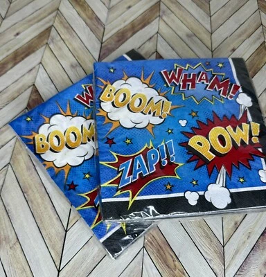 Superhero Slogans Luncheon 2 Ply Napkins 16ct- Birthday Party Supplies (2 Pkgs) - Image 1 of 3