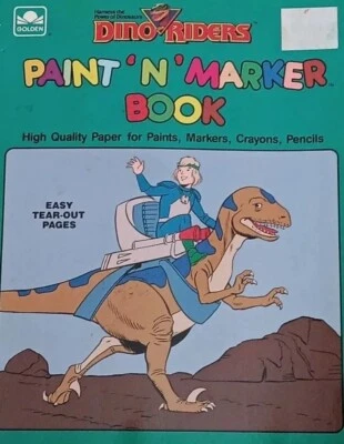 Vintage Golden Paint 'N' Marker Coloring Book ~ Dino Riders - Image 1 of 4