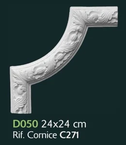 Decoro in gesso per pareti e soffitti 24x24cm - D050 - 4 Pezzi - Ornamento Gesso - Foto 1 di 1