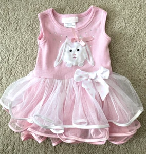 Bonnie Baby Girls Tutu Romper Easter Bunny Tulle Overlay Size 3-6 Months - Picture 1 of 4