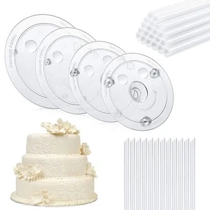 Cake Sticks Support Rods With Cake Board Drumswhite Plastic Cake Separator Plate - Picture 1 of 7