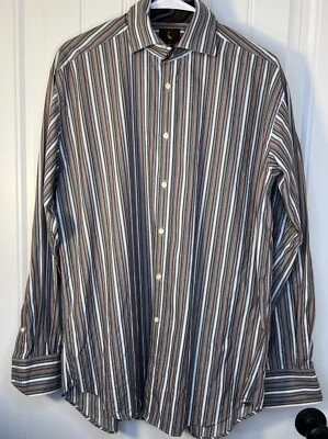 Camisa de vestir de la colección Tailorbyrd para hombre manga larga clásica a rayas con botones Foto 1 de 4