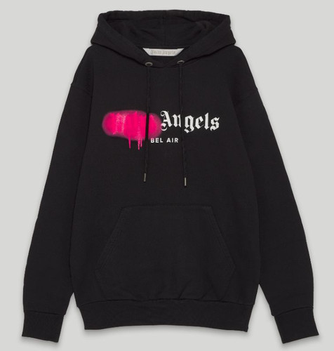 Fel Air Felpa con cappuccio con logo spray Palm Angels unisex rosa unisex nera taglia M