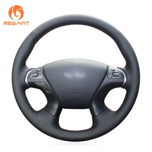Real Leather Steering Wheel Cover for Infiniti JX35 M56 QX60 Nissan Pathfinder - Imagen 1 de 9
