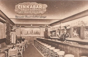 VINTAGE POSTCARD & MATCHCOVER (RARE) CINNABAR COCKTAIL LOUNGE LAS VEGAS, NEVADA - Picture 1 of 3