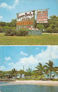 Key Largo, Florida Tarpon Basin Marine Colony Cottages Motel Tropical postcard - Picture 1 of 2