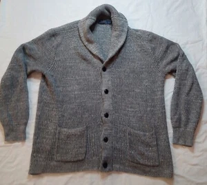 Polo Ralph Lauren - Mens Large - Gray Shawl Knit Cardigan - Cotton - Picture 1 of 10