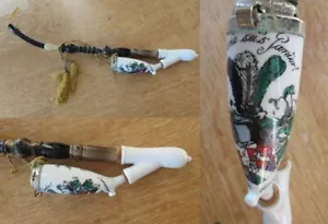 Alte Studentika Pfeife mit Pfeifenstock MAKARIA sei`s Panier - Bild 1 von 9