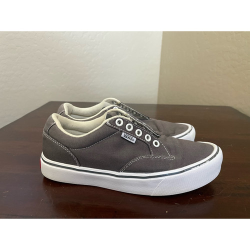 Vans Uomo Sneakers Scarpe da Skate Grigio Bianco Tela Basse Lacci 7M