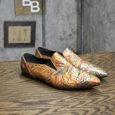 rush Hour Express Womens Vintage Pointed Toe Foil Flats Orange Multi 6M - Image 1 of 4