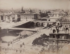 c1865 Attrib. Charles Soulier PARIS vue de la SEINE Ile de la Cité albumen print - Picture 1 of 2