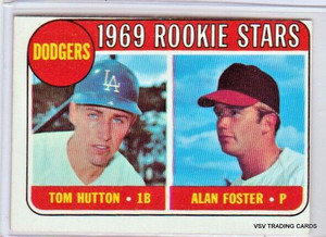 Tom Hutton, Alan Foster, 1969 Topps ROOKIE Card #266, Los Angeles Dodgers
