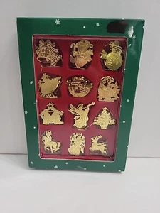 Vintage Kurt Adler Mini Brass Ornaments Christmas Set of 12 NEW - Picture 1 of 4