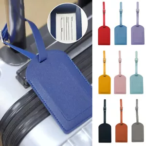 Leather PU Luggage Tags Suitcase ID Card Name Label Baggage Address Tag Travel ( - Picture 1 of 34