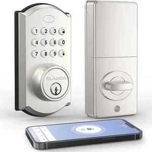 ELAMOR Cerradura de Puerta de Entrada Sin Llave APP Bluetooth Seguridad Smart Deadbolt Cerradura Automática - Imagen 1 de 9
