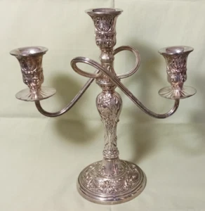 Antique Wm Rogers 316 Silver Plate Candelabra Victorian Triple Lovely Star Eagle - Picture 1 of 22