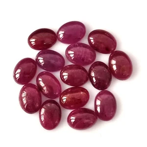 Red Ruby Cabochon Unheated 7X5 mm Oval Natural Calibrated Gemstone 15 Pieces Lot - Picture 1 of 4