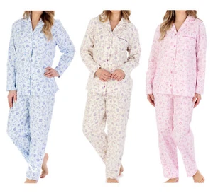 Slenderella Ladies Floral Tailored Pyjamas Flannel Button Up Top & PJ Bottoms - Picture 1 of 37