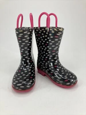 Botas de Lluvia Capelli Niña Negras Lunares Niña Talla 6/7 Borde Rosa Foto 1 de 4