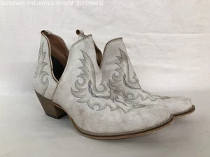 Damen Myra weiße Leder Stiefeletten Shootie Western Cowgirl Stiefel Größe 11 - Bild 1 von 8