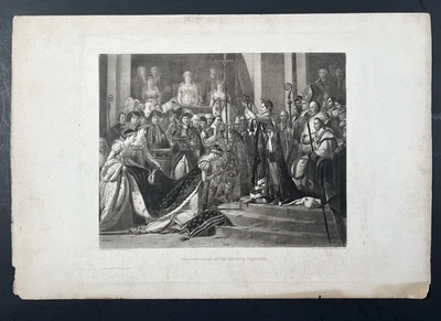 1889 Photogravure – Coronation of Empress Josephine by Jacques-Louis Daivid Foto 1 de 4