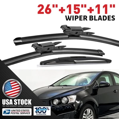 Windshield Wiper Blades Kit Fits For Chevrolet Aveo 2012-2017 of 26''/15''/11'' - Image 1 of 4