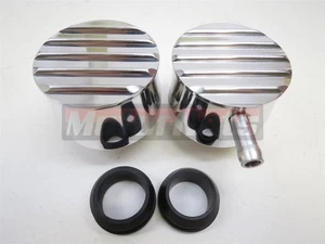 Retro Round Fin Aluminum Valve Cover Breather+PCV Chevy Ford SBC Hot Street Rod  - Picture 1 of 11