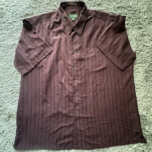 David Taylor Luxury Microfibers Men's Maroon Stripes Short Sleeve Size 2XL - Picture 1 of 7