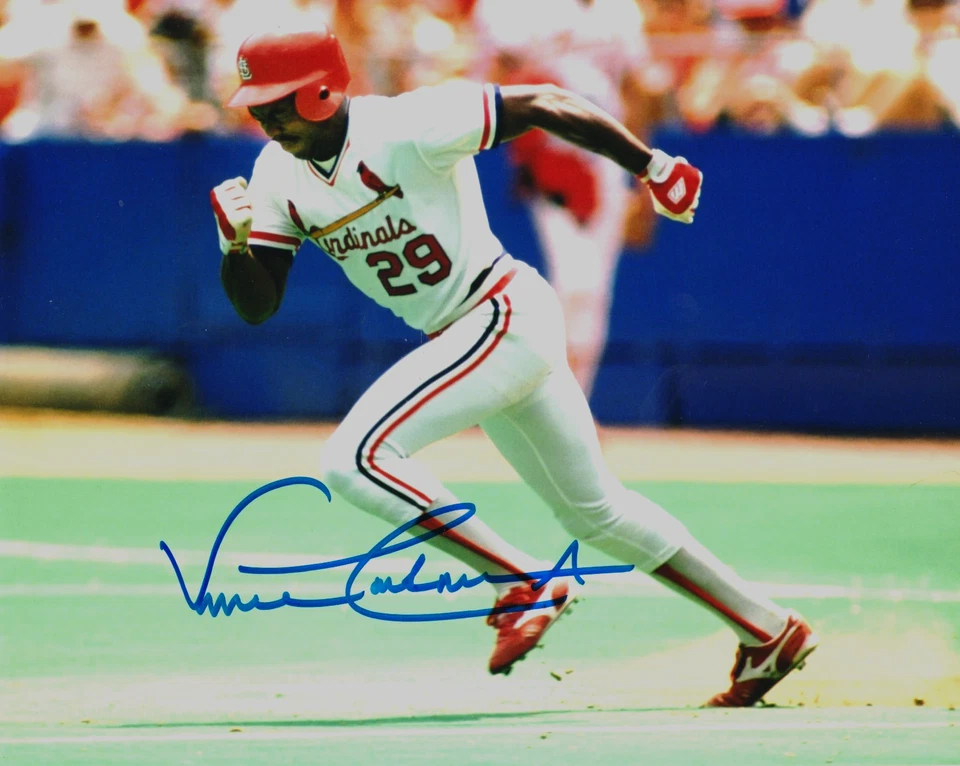 Foto autografiada firmada por Vince Coleman de los Cardenales de San Luis 8x10 LSCM CERTIFICADO DE AUTENTICIDAD #3 Foto 1 de 1