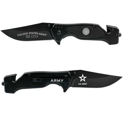 Faca tática furtiva preta elite dobrável exército dos EUA - com mola assistida - Imagem 1 de 4
