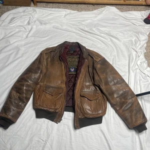 Vintage Avirex Leather Type A-2 Flight Jacket Mens Size M Tan Brown USA Army - Bild 1 von 24