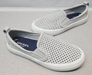 Sperry Top Sider Shoes Womens 6.5 Gray Slip On Sneaker Seaside Perforated - Picture 1 of 13