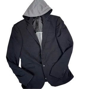 Shoreditch London Herren NEU Slim Fit Blazer Sakko abnehmbare Kapuze schwarz Gr. 42 - Bild 1 von 7