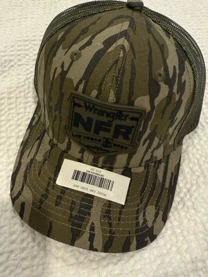 NUEVO CON ETIQUETAS Wrangler National Finals Rodeo LAS VEGAS 2024 Sombrero con tirantes Camuflado Roble Mossy Foto 1 de 4